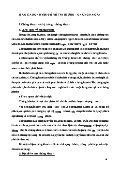 Chuyên đề Báo cáo về thị trường chứng khoán