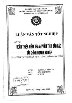 Hoàn thiện kiểm tra và phân tích báo cáo tài chính doanh nghiệp tại cty TNHH xây dựng công trình An Cường