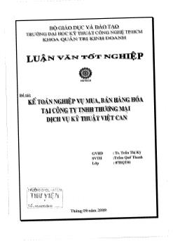 Kế toán nghiệp vụ mua, bán hàng hoá tại công ty TNHH thương mại dịch vụ kỹ thuật Việt Can