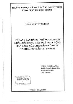 Kỹ năng bán hàng-Những giải pháp nhằm nâng cao hiệu quả hoạt động bán hàng của chi nhánh công ty TNHH Sóng Thần tại Tp.HCM