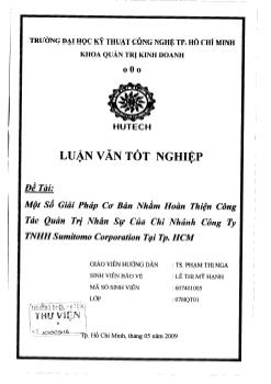 Một số giải pháp cơ bản nhằm hoàn thiện công tác quản trị nhân sự của chi nhánh công ty TNHH Sumitomo Corporation tại Tp.HCM