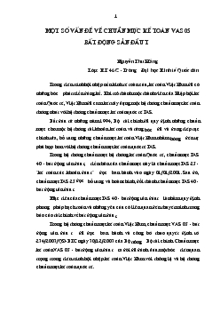 Một số vấn đề về chuẩn mực kế toán vas 05 bất động sản đầu tư