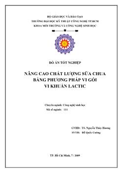 Nâng cao chất lượng sữa chua bằng phương pháp vi gói vi khuẩn LACTIC