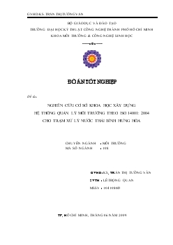 Nghiên cứu cở sở khoa học xây dựng hệ thống quản lý môi trường theo ISO 14001: 2004
