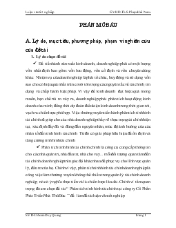 Phân tích tình hình tài chính tại công ty Cổ Phần Phát Triển Nhà Thủ Đức