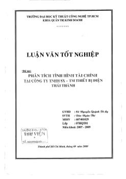 Phân tích tình hình tài chính tại công ty TNHH SX-TM thiết bị điện Thái Thành