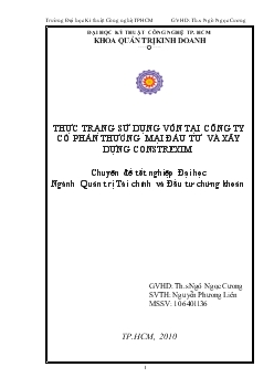 Thực trạng sử dụng vốn tại công ty cổ phần thương mại đầu tư và xây dựng Constrexim