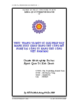 Thực trạng và một số giải pháp đẩy mạnh xuất nhập khẩu hàng thủ công mỹ nghệ tại công ty hàng thủ công Việt Nam Mai