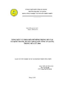 Tổng kết và theo dõi mô hình trồng sen tại xã Định Thành, huyện Thoại Sơn tỉnh An Giang trong mùa lũ 2004