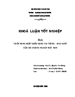 Triển vọng Xuất khẩu vào thị trường Anh Quốc của các doanh nghiệp Việt Nam