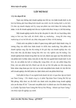 Biện pháp làm mới sản phẩm dịch vụ khách sạn Nam Cường - Chi nhánh công ty cổ phần tập đoàn Nam Cường Hà Nội tại Hải Phòng