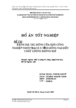 Đánh giá ảnh hưởng của khu công nghiệp Nhơn Trạch 3 (tỉnh Đồng Nai) đến chất lượng không khí