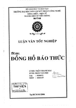 Đồng hồ báo thức / Trần Văn Phú, Trần Thanh Mai giáo viên hướng dẫn