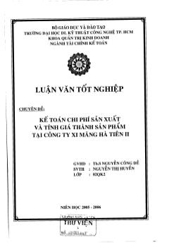 Kế tóan chi phí sản xuất và tính giá thành sản phẩm tại công ty xi măng Hà Tiên II