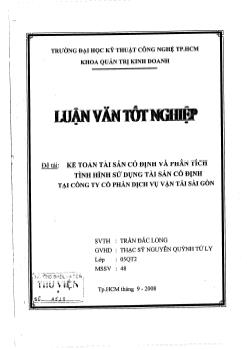 Kế toán tài sản cố định và phân tích tình hình sử dụng tài sản cố định tại công ty cổ phần dịch vụ vận tải Sài Gòn