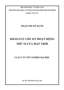 Khảo sát chu kỳ hoạt động thứ 24 của mặt trời