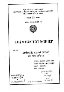 Khảo sát và mô phỏng bộ lọc số FIR