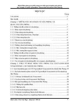 Một số biện pháp góp phần nâng cao hiệu quả công tác văn phòng tại công ty cổ phần giám định Vinacontrol Chi nhánh Hải Phòng