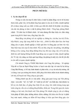 Một số biện pháp góp phần nâng cao hiệu quả hoạt động văn phòng tại chi nhánh công ty RNHH một thành viên cảng Hải Phòng - Xí nghiệp xếp dỡ và vận tải Bạch Đằng