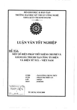 Một số biện pháp tiết kiệm chi phí và giảm giá thành tại công ty điện và điện tử TCL-Việt Nam