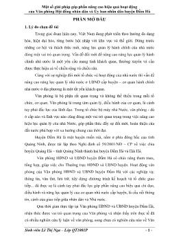 Một số giải pháp góp phần nâng cao hiệu quả hoạt động của văn phòng Hội đồng nhân dân và ủy ban nhân dân huyện Đầm Hà