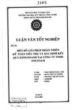 Một số giải pháp hoàn thiện kế toán tiêu thụ và xác định kết quả kinh doanh tại công ty TNHH ENS FOAM