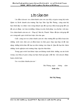 Một số giải pháp nhằm nâng cao hiệu quả kinh doanh lưu trú tại Chi nhánh Công ty TNHH Một thành viên Du lịch Công Đoàn Việt Nam tại Hải Phòng