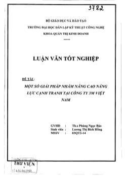 Một số giải pháp nhằm nâng cao năng lực cạnh tranh tại công ty 3M Việt Nam