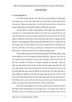 Một số giải pháp nhằm phát triển loại hình du lịch văn hóa ở Hải Phòng