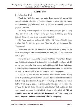 Một số giải pháp nhằm thu hút khách du lịch Trung Quốc tại trung tâm du lịch thuộc công ty cổ phần du lịch dịch vụ dầu khí Hải Phòng