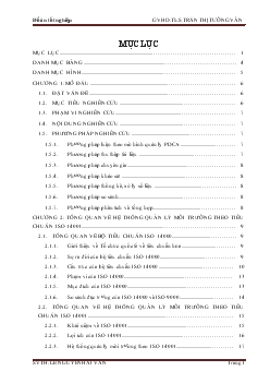 Nghiên cứu cơ sở khoa học xây dựng hệ thống quản lý môi trường theo ISO 14001:2004 cho Công ty TNHH May Thuận Tiến tại Khu công nghiệp Phan Thiết, tỉnh Bình Thuận