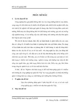Nghiên cứu hiện trạng và đề xuất biện pháp quản lý ô nhiễm môi trường do sản xuất công nghiệp tại quận Gò Vấp