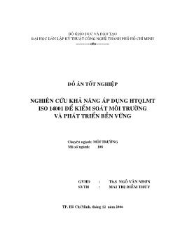 Nghiên cứu khả năng áp dụng hệ thống quản lý môi trường ISO 14001 để kiểm soát môi trường và phát triển bền vững