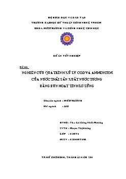 Nghiên cứu quá trình xử lý COD và AMMONI trong nước thải sản xuất nước tương bằng bùn hoạt tính lơ lửng