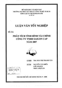 Phân tích tình hình tài chính công ty TNHH SaiGon Cap năm 2007