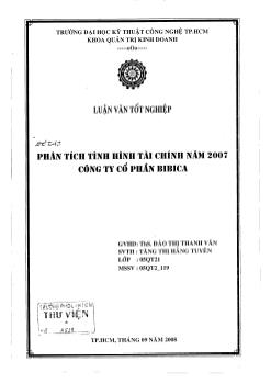 Phân tích tình hình tài chính năm 2007 công ty cổ phần Bibica