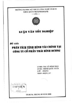 Phân tích tình hình tài chính tại công ty cổ phần Thái Bình Dương