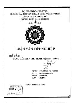 Thiết kế cung cấp điện cho bệnh viện Nhi Đồng II