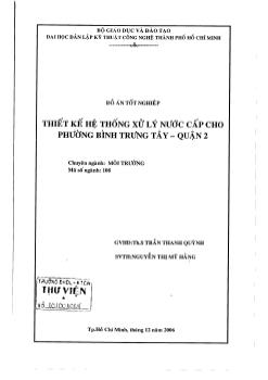 Thiết kế hệ thống xử lý nước cấp cho phường Bình Trưng Tây - Quận 2 - TPHCM