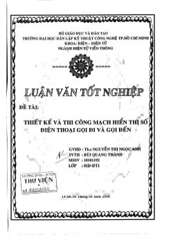Thiết kế và thi công mạch hiển thị số điện thọai gọi đi và gọi đến
