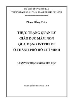 Thực trạng quản lý giáo dục mầm non qua mạng Internet ở Thành phố Hồ Chí Minh