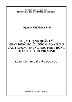 Thực trạng quản lý hoạt động bồi dưỡng giáo viên ở các trường trung học phổ thông thành phố Hồ Chí Minh