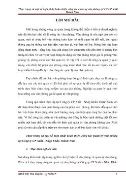 Thực trạng và các biện pháp hoàn thiện công tác quản trị văn phòng tại công ty cổ phần xuất - Nhập khẩu Thành Nam