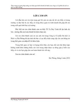 Thực trạng và giải pháp nâng cao hiệu quả kinh doanh lữ hành tại Công ty cổ phần du lịch và dịch vụ Hải Phòng