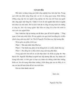 Tổng quan về nhà máy nhiệt điện. Đi sâu nghiên cứu quá trình hòa và điều chỉnh công suất của máy phát