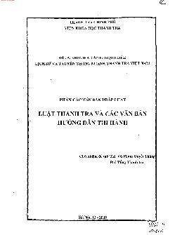 Lịch sử và truyền thống ngành thanh tra Việt Nam: Luật thanh tra và các văn bản hướng dẫn thi hành