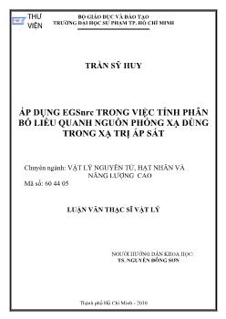 Áp dụng EGSnrc trong việc tính phân bố liều quanh nguồn phóng xạ dùng trong xạ trị áp sát