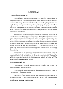 Báo cáo Hoàn thiện phân tích tài chính với việc tăng cường quản lý tài chính tại Tổng Công ty Viễn thông Quân đội Viettel