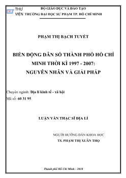 Biến động dân số Thành phố Hồ Chí Minh thời kì 1997 - 2007: nguyên nhân và giải pháp