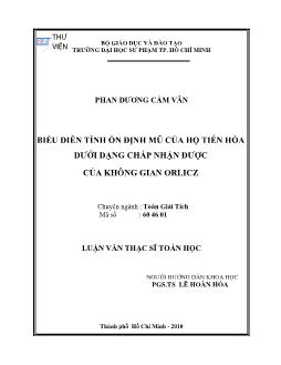 Biểu diễn tính ổn định mũ của học tiến hóa dưới dạng chấp nhận được của không gian Orlicz